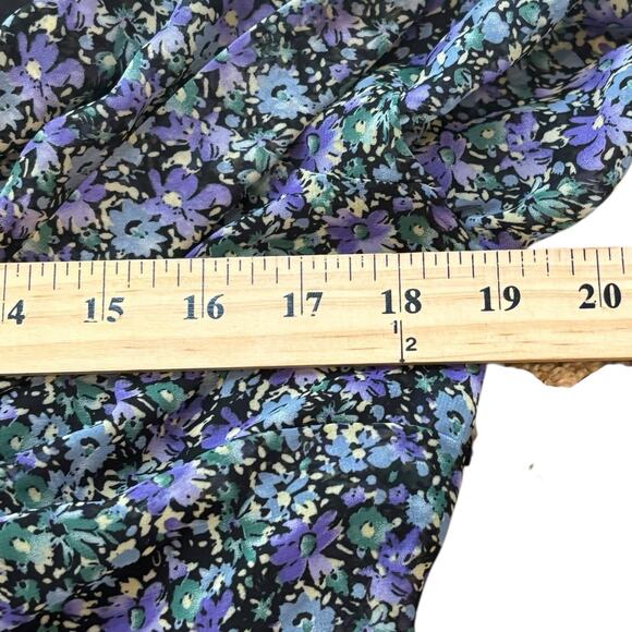 ASTR The Label Balloon Sleeve Purple Multi Floral Top XL Full Zip Back Shirred - Picture 4 of 7